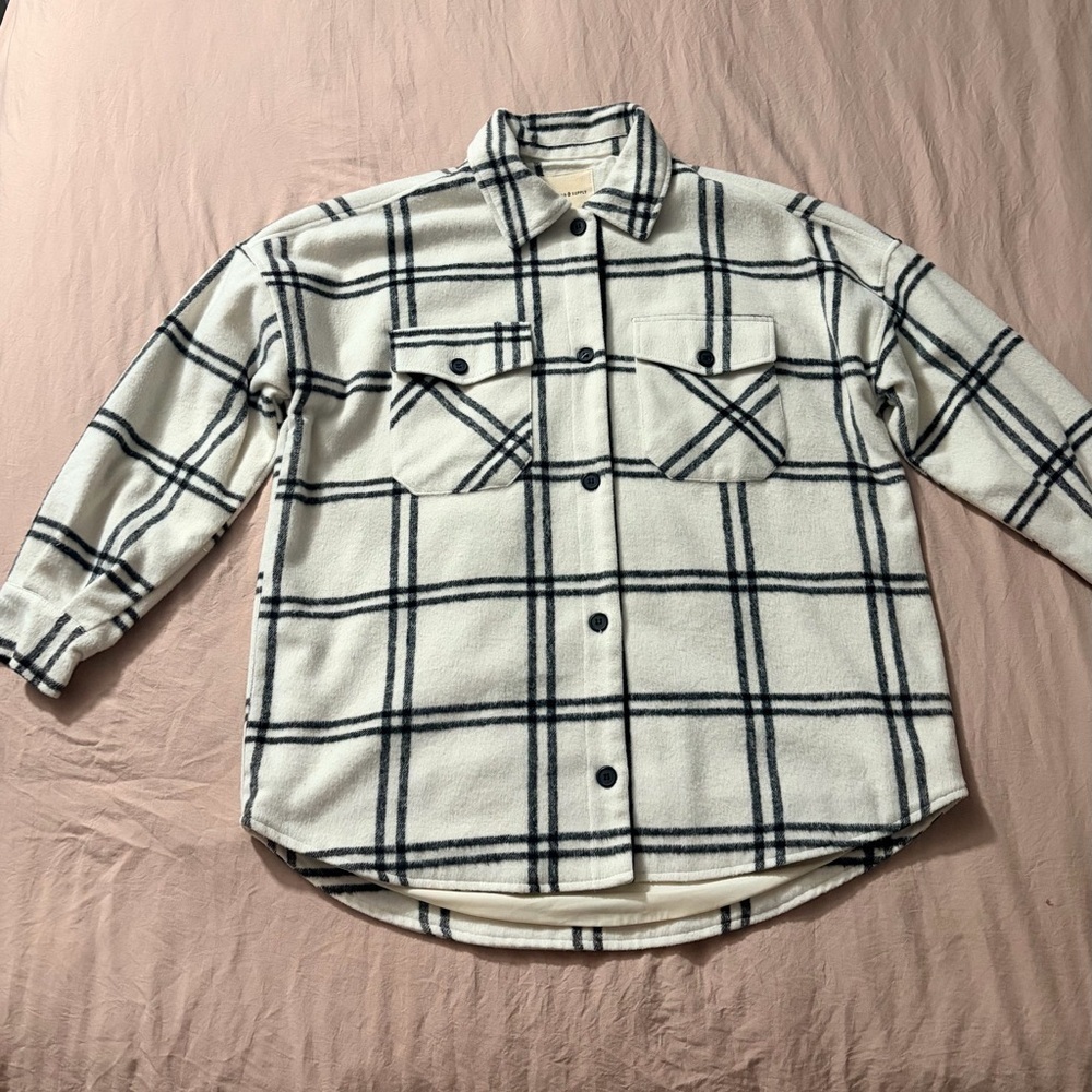 Thread & Supply Cream and Black Plaid Utility Jacket - Picture 3 of 10